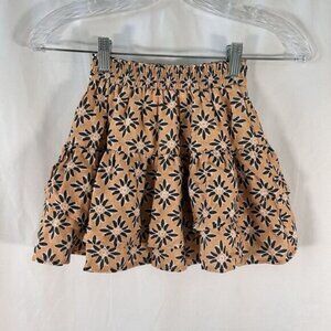 Zara Skirt Girls 9 Yellow Floral Pull On Elastic Waist Lined No Pockets